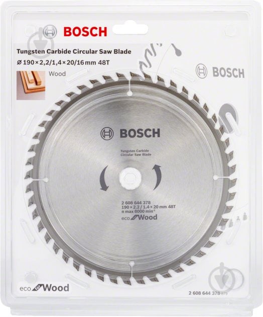 Пиляльний диск Bosch Eco WO 190x20x1,4 Z48 2608644378 - фото 2