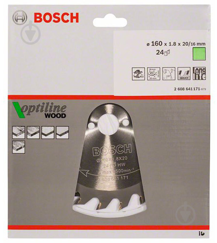 Пиляльний диск Bosch Optiline Wood 160x20x1,2 Z24 2608641171 - фото 2