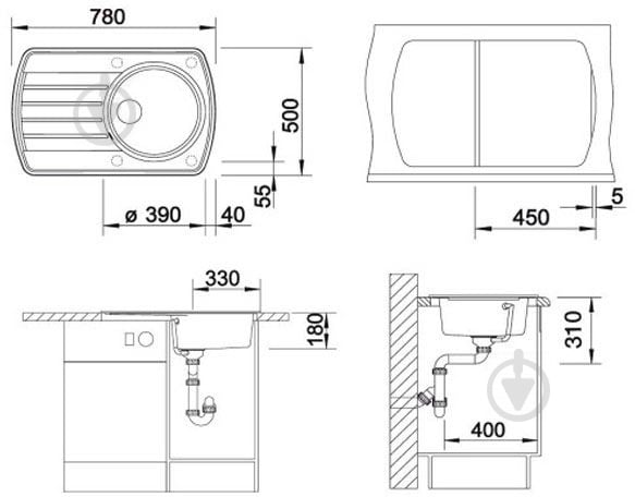 Мийка для кухні Blanco 515764 Rondoval 45S - фото 2