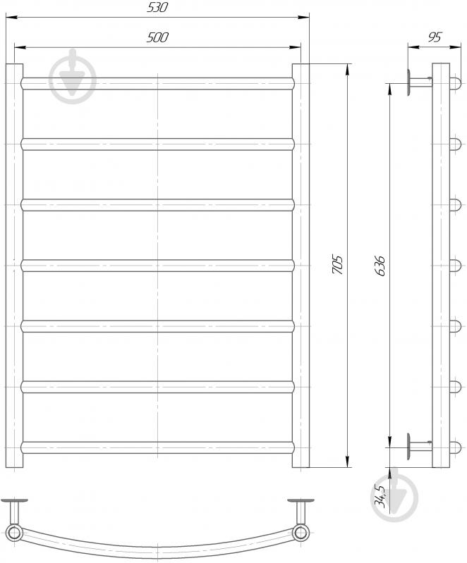 Рушникосушарка Elna Класік-7 705х530х95 - фото 2