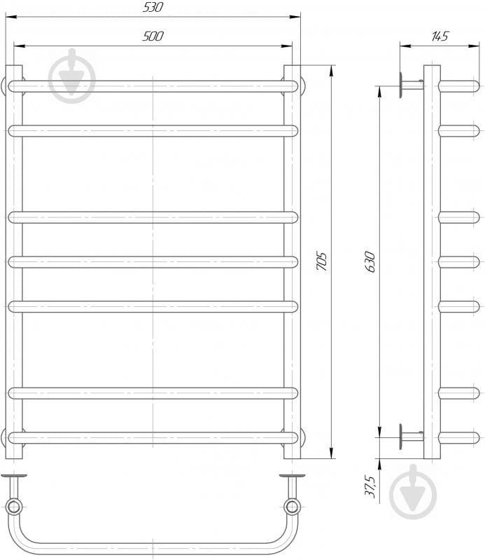 Рушникосушарка Elna Стандарт-7 705х530х140 - фото 2