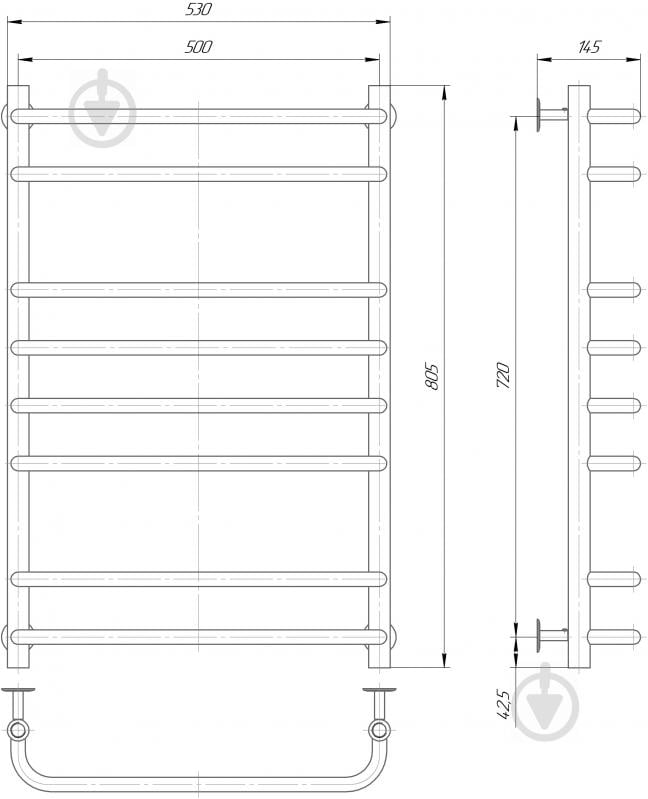 Рушникосушарка Elna Стандарт-8 805х530х140 - фото 2