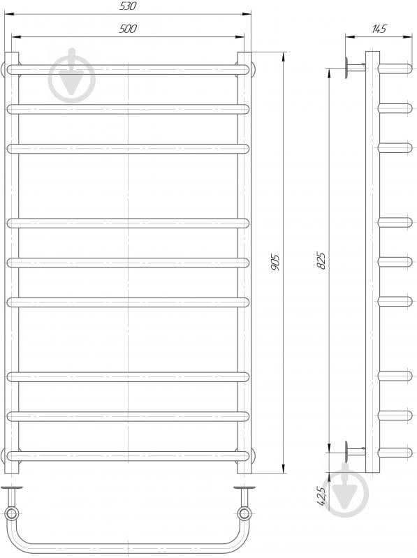 Рушникосушарка Elna Стандарт-9 905х530х140 - фото 2