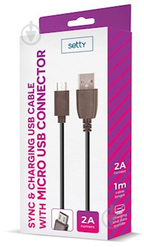 Кабель Setty Setty USB - microUSB 2A 1 м черный (5900495753229) - фото 2