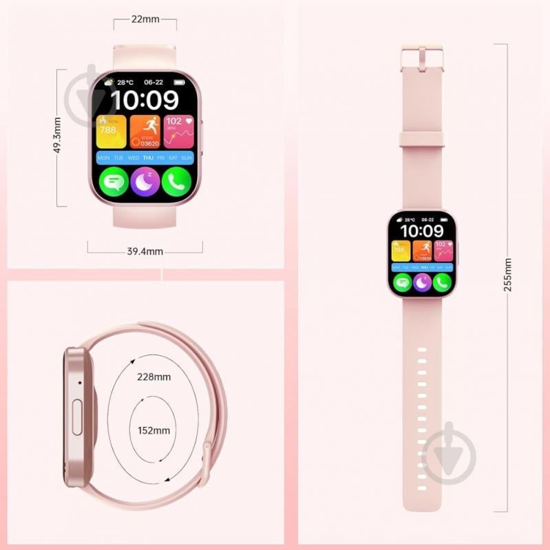 Смарт-годинник Oukitel BT103 pink (6931940767057) - фото 2 Смарт-годинник Oukitel BT103 pink (6931940767057) - фото 2