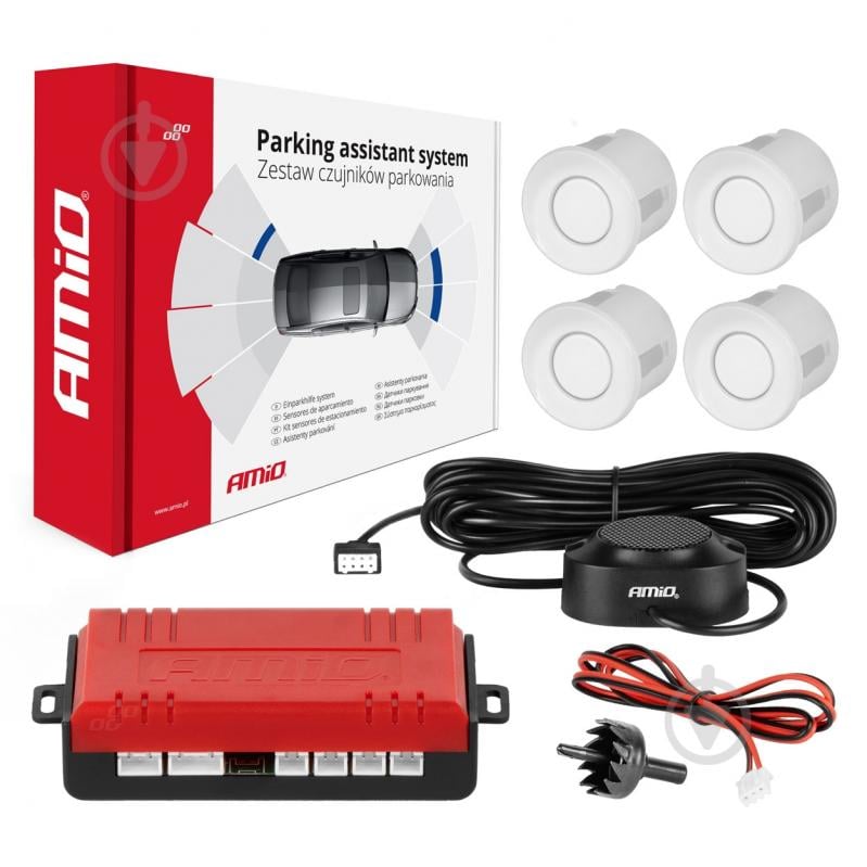Парковочная система AMiO 4 датчика белая (01568) - фото 1 Парковочная система AMiO 4 датчика белая (01568) - фото 1