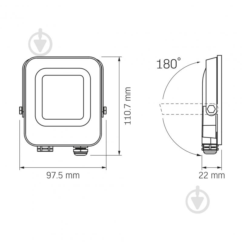 Прожектор Videx LED F3e 10 Вт IP65 чорний 27465 - фото 4