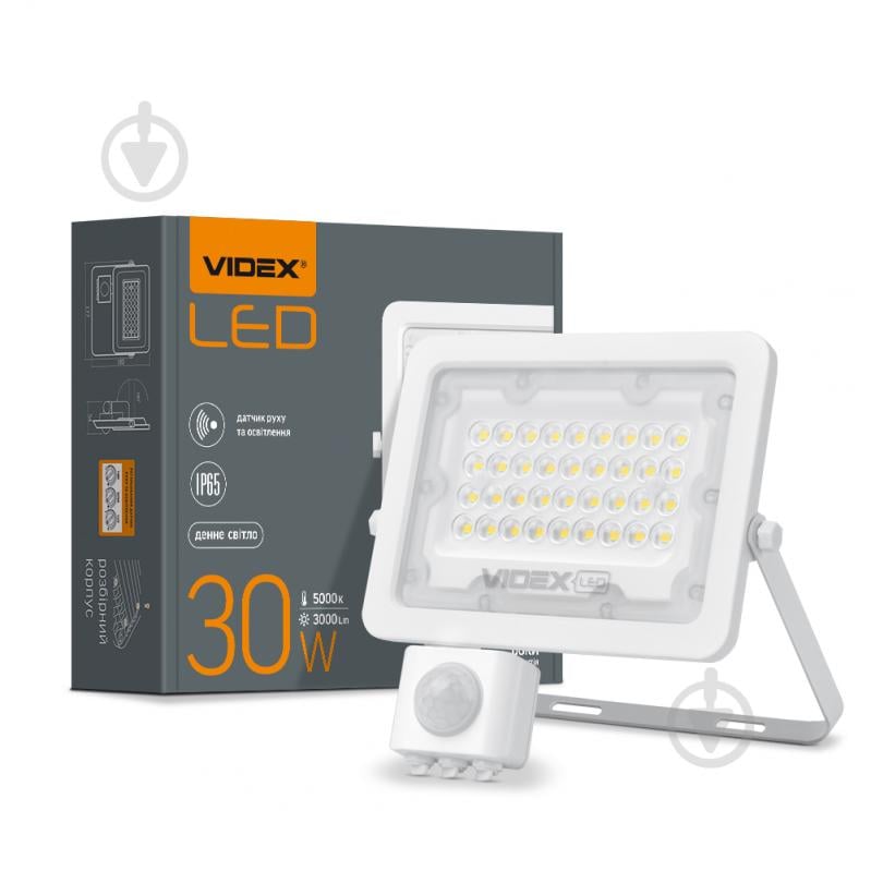 Прожектор Videx LED F2e з датчиком руху та освітленості 30 Вт IP65 білий 26265 - фото 3