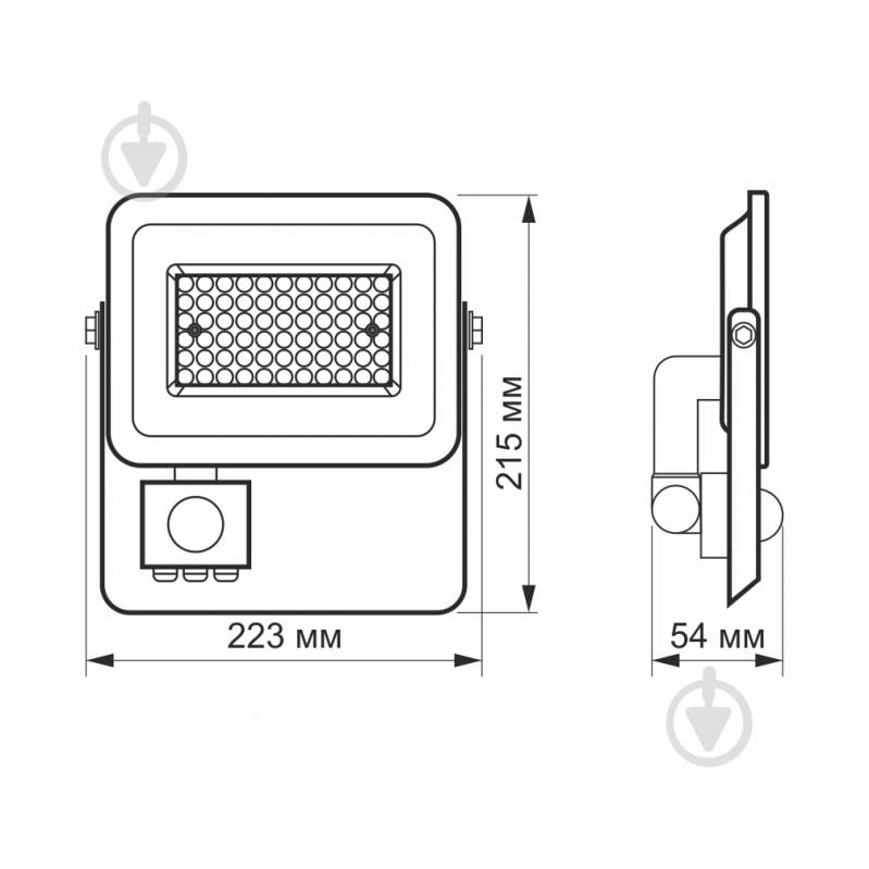 Прожектор Videx LED F2e з датчиком руху та освітленості 50 Вт IP65 білий 26266 - фото 5