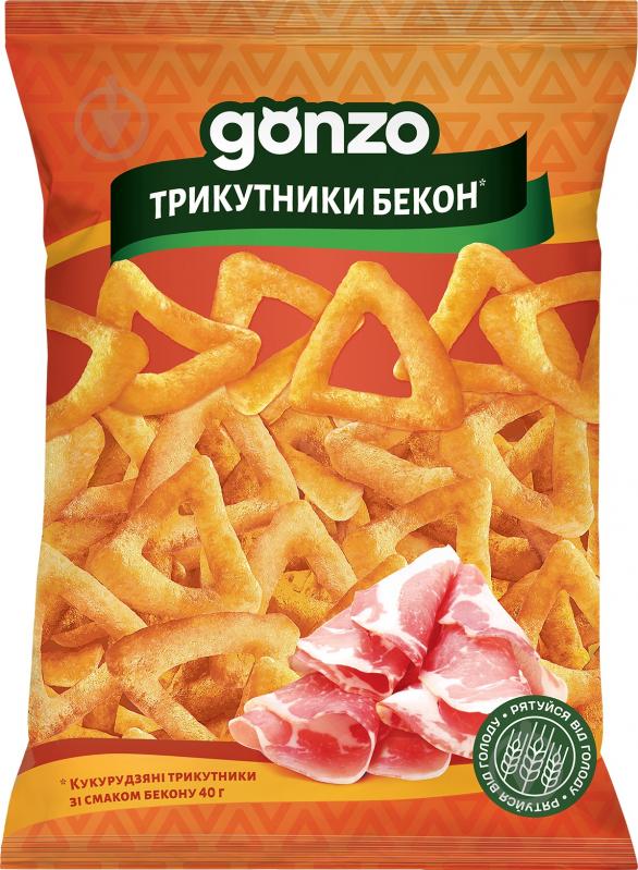 Треугольники кукурузные GONZO со вкусом бекона 40 г - фото 1