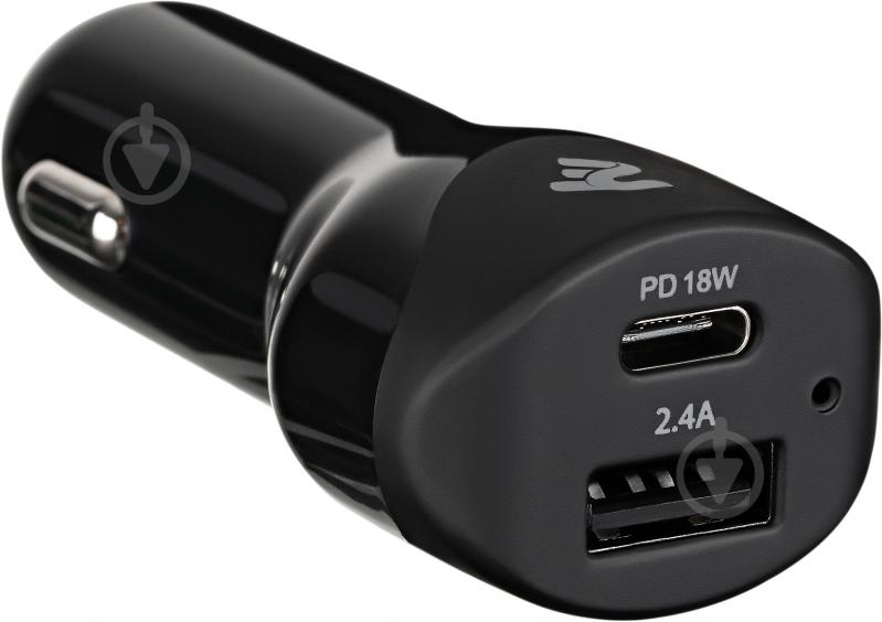 Автомобільний зарядний пристрій 2E Dual USB Car Charger (30W) Type-C PD, USB 2.4A, black (2E-ACR18WQC) - фото 2