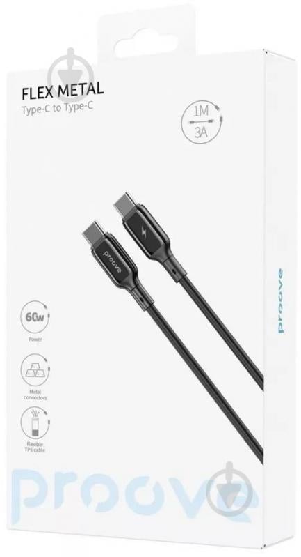 Кабель Proove Flex Metal Type-C - Type-C 60w 1 м черный (CCFM60002201) - фото 6 Кабель Proove Flex Metal Type-C - Type-C 60w 1 м черный (CCFM60002201) - фото 6