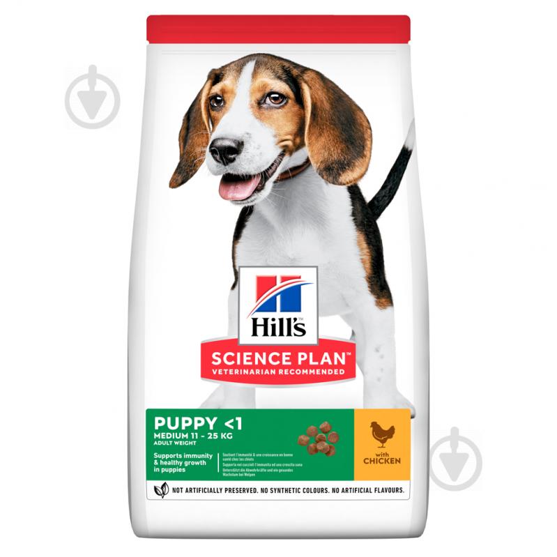 Корм для середніх порід Hill's HILL'S SCIENCE PLAN Puppy Medium Сухий Корм для Цуценят з Куркою 2,5 кг - фото 1