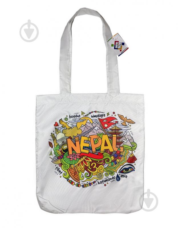 Сумка-шопер 4PROFI Nepal 40x35 см білий із малюнком - фото 4