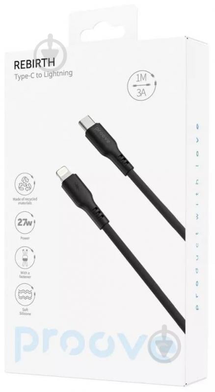 Кабель Proove Rebirth Type-C - Lightning 27W 1 м чорний (CCRE60002101) - фото 2