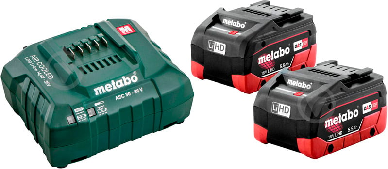 Зарядное устройство + аккумулятор Metabo 2 x LiHD 18В 5,5 А/ч + ASC 30-36V 685122000 - фото 1