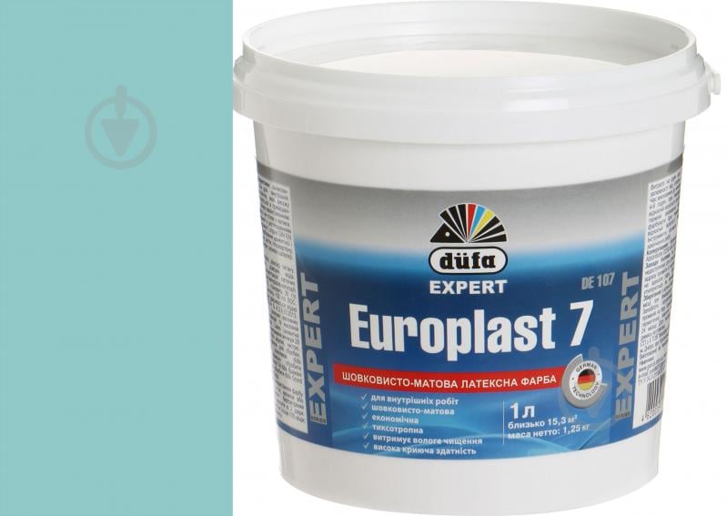 Фарба латексна водоемульсійна Europlast 7 DE 107 шовковистий мат VN 2488 Морський бриз 1 л - фото 1