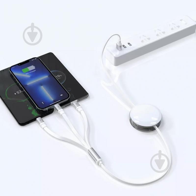 Кабель Proove Triple Sync 3 in1 Type-C + Micro USB + Lightning 1,2 м белый (CCTS20001502) - фото 3