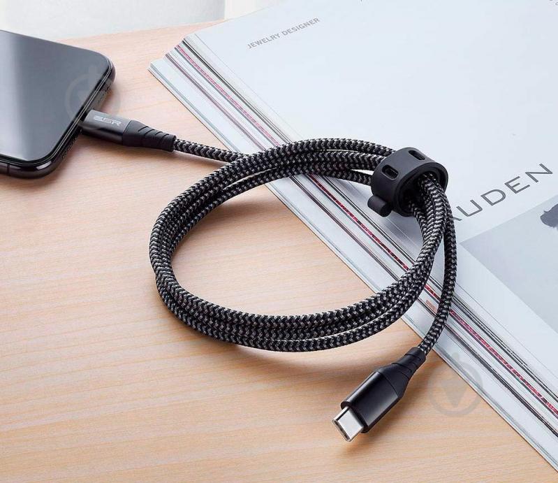 Кабель ESR USB-C to Lightning PD MFI 1 м чорний (9727-1) - фото 5
