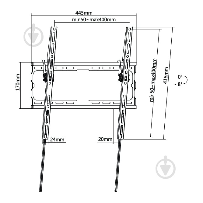 Кріплення для телевізора Kivi Basic-44T, 45кг, похилі чорний - фото 7