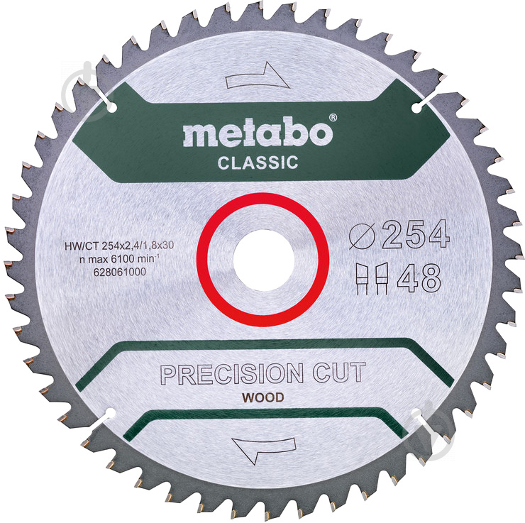 Пиляльний диск Metabo Classic HW/CT 48 WZ 5°n 254x30x1,8 Z48 628061000 - фото 1