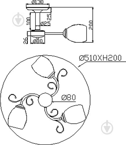 Люстра потолочная Accento lighting Gemini 3xE27 античная латунь ALG-73877/3 - фото 5