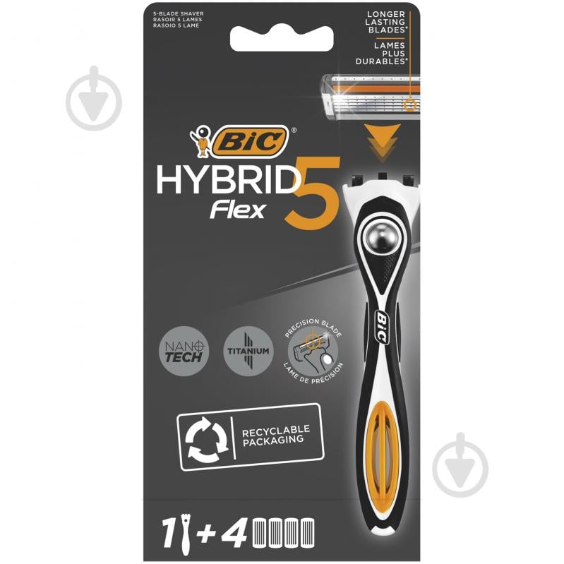 Бритва BIC Flex 5 Hybrid 4 шт. - фото 1