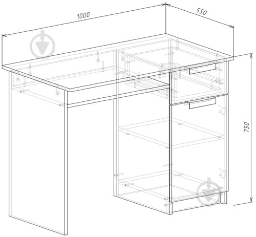 Стол письменный DC Дален 750х1000х550 мм нимфея альба/дуб сонома (DC ) - фото 7