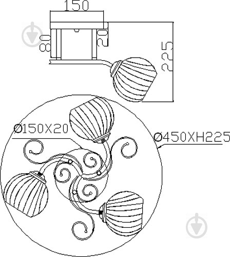 Люстра потолочная Accento lighting Zenith 3xE27 античная латунь ALG-73437/3 - фото 4