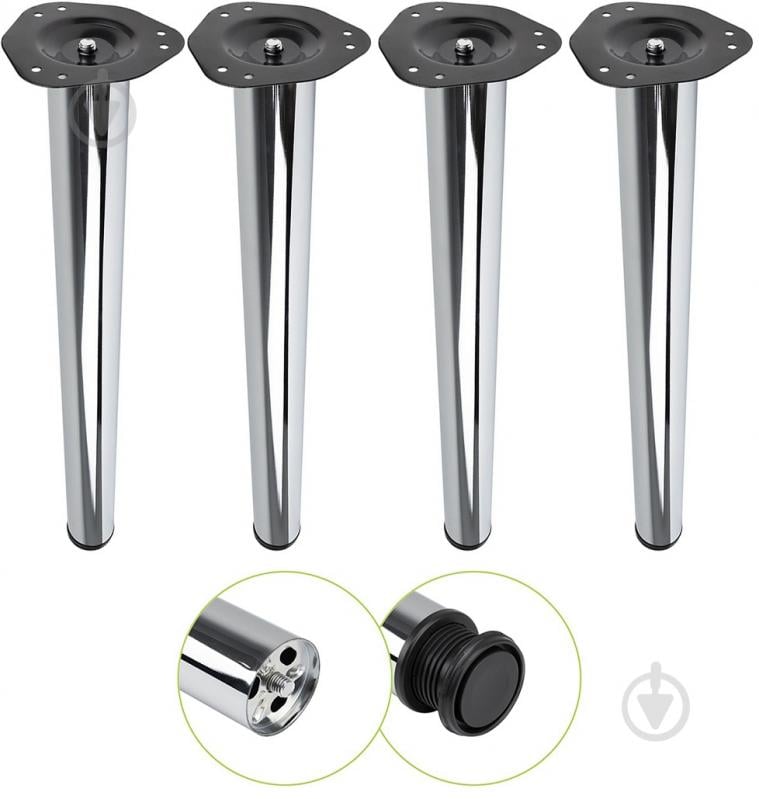 Меблева ніжка DC комплект 4 шт d60x820 мм для столу хром з верхньою сталевою кріпильною пластиною - фото 1 Меблева ніжка DC комплект 4 шт d60x820 мм для столу хром з верхньою сталевою кріпильною пластиною - фото 1