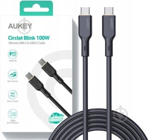 Кабель AUKEY Type-C/Type-C 100W CB-SCC102 1,8 м черный (1036860) - фото 4