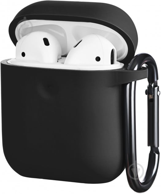 Чохол для навушників 2E для Apple AirPods Pure Color Silicone 3.0 мм black (2E-AIR-PODS-IBPCS-3-BK) - фото 1