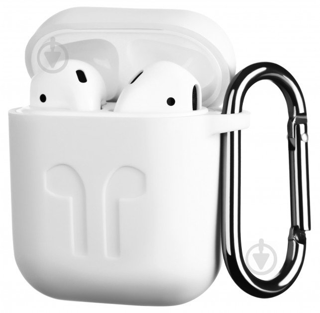 Чохол для навушників 2E для Apple AirPods Pure Color Silicone Imprint 1.5 мм white (2E-AIR-PODS-IBSI-1.5-WT) - фото 1