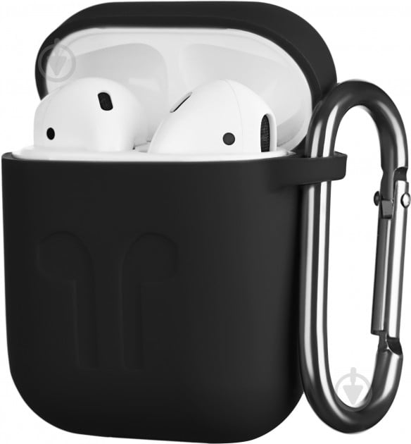 Чехол для наушников 2E для Apple AirPods Pure Color Silicone Imprint 1.5 мм black (2E-AIR-PODS-IBSI-1.5-BK) - фото 1