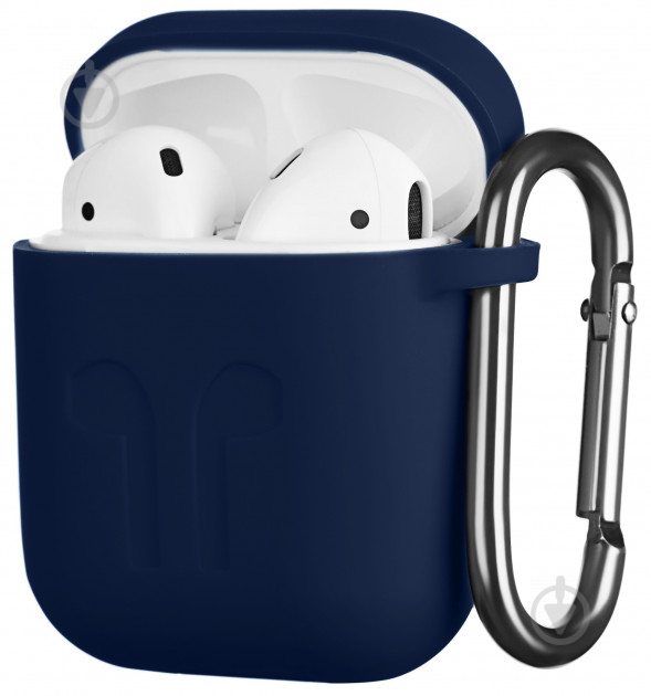 Чохол для навушників 2E для Apple AirPods, Pure Color Silicone Imprint 1.5 мм Navy (2E-AIR-PODS-IBSI-1.5-NV) - фото 1