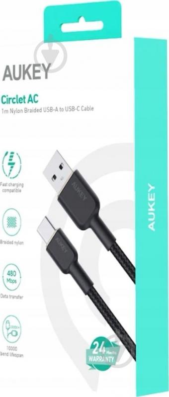 Кабель AUKEY USB to Type-C 60W CB-NAC1 1 м черный (1036858) - фото 5