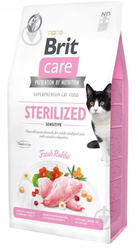 Корм сухой для котов Brit Care Grain Free Sterilized Sensitive для кошек с чувствительным пищеварением с кроликом 7 кг - фото 1 Корм сухой для котов Brit Care Grain Free Sterilized Sensitive для кошек с чувствительным пищеварением с кроликом 7 кг - фото 1