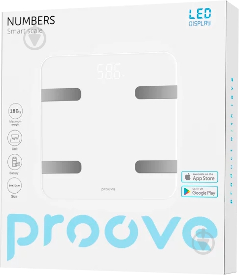 Смарт-весы Proove Numbers white (SLBP00010002) - фото 4 Смарт-весы Proove Numbers white (SLBP00010002) - фото 4