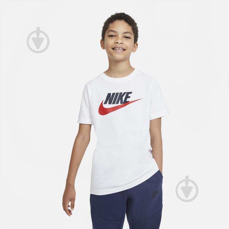 Футболка Nike B NSW TEE FUTURA ICON TD AR5252-107 р.L бело-красный - фото 3