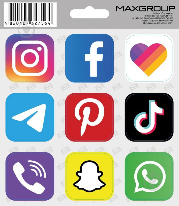 Наклейка MAXGROUP Социальные Сети NM-052 - фото 1