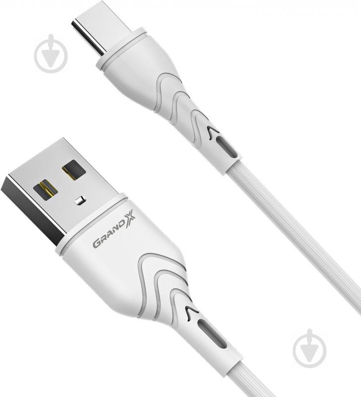 Кабель Grand-X USB-type C 3A Fast Сharge 1 м white (PC-03W) - фото 1