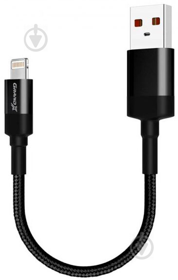 Кабель Grand-X USB-Lightning 0,2 м black (FM-20L) - фото 1