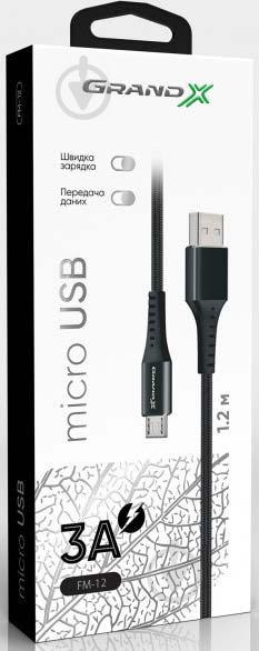 Кабель Grand-X USB – microUSB 1,2 м черный (FM-12B) - фото 4