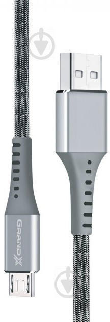 Кабель Grand-X USB-micro USB 1,2 м grey (FM-12G) - фото 1