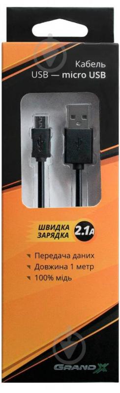 Дата-кабель Grand-X USB – microUSB 1,5 м черный (PM015BS) - фото 2