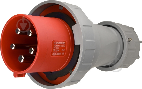 Вилка переносная с заземлением АСКОУКРЕМ UCombi 5P 125А IP67 серый с красным A0080010117 - фото 1 Вилка переносная с заземлением АСКОУКРЕМ UCombi 5P 125А IP67 серый с красным A0080010117 - фото 1