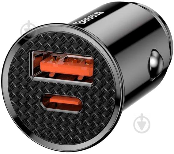 Автомобильное зарядное устройство BASEUS Circular Plastic USB, Type-C PD3.0, QC4.0, black (CCALL-YS01) - фото 1