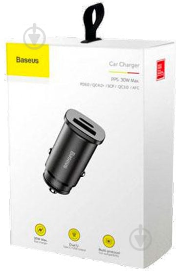 Автомобильное зарядное устройство BASEUS Circular Plastic USB, Type-C PD3.0, QC4.0, black (CCALL-YS01) - фото 7