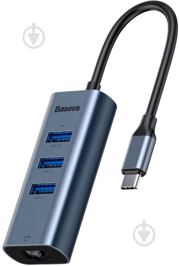 Адаптер BASEUS Type-C to USB3.0*3+RJ45, grey (CAHUB-M0G) - фото 1