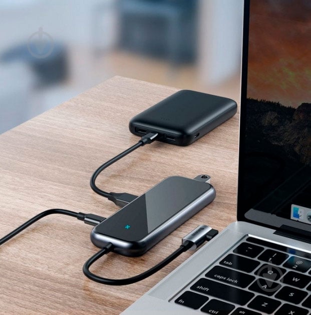 Адаптер BASEUS multi-functional Type-C to 4xUSB 2.0, Deep gray (CAHUB-JZ0G) - фото 8